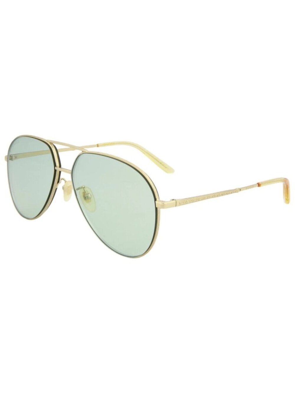 New Gucci Women's Sunglasses Aviator Metal Frame Unisex Gold Gold Green